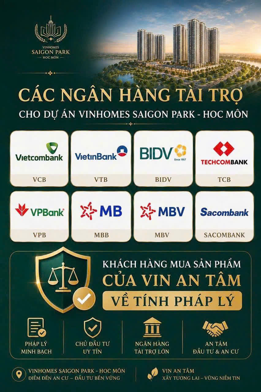 Các ngân hàng tài trợ dự án Vinhomes Saigon Park Hóc Môn