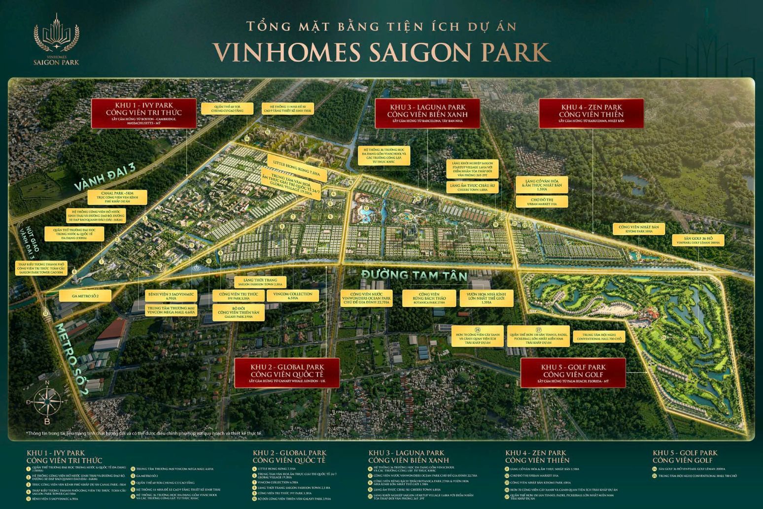 Tổng mặt bằng tiện ích chính thức Vinhomes Saigon Park